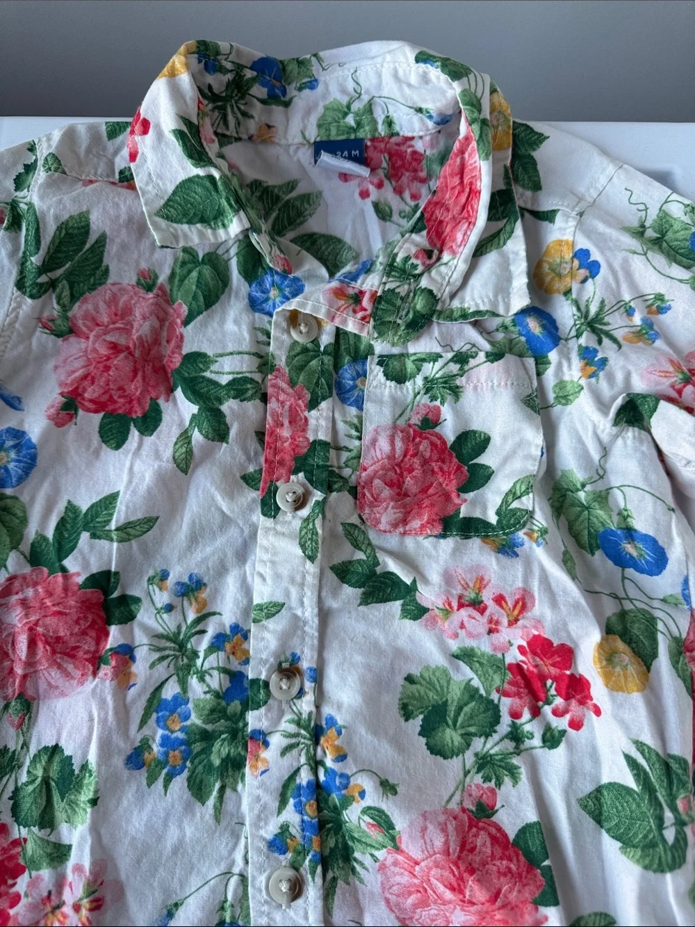 Old Navy White Floral Button-Down Shirt for Kids